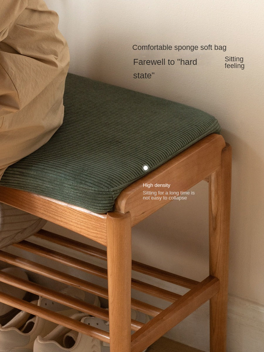 Cherry Solid Wood Shoe Storage Bench