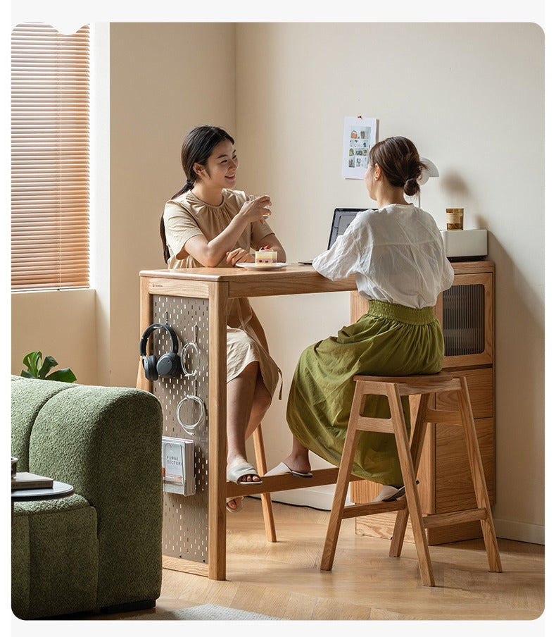 Oak Solid Wood Bar Cabinet Partition Cabinet High Foot Table