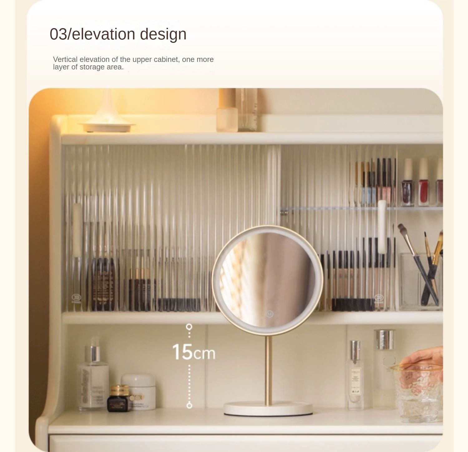 Ash Solid Wood Cream Style Vanity Table.