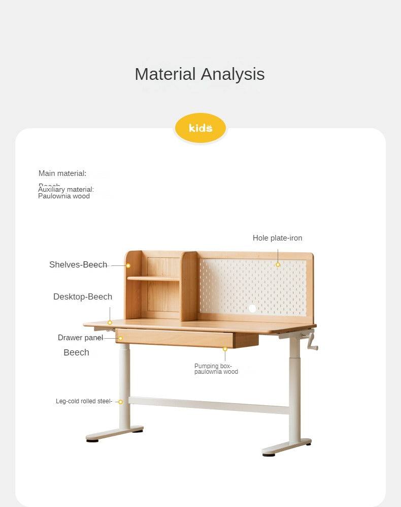 Beech Solid Wood Hand-Cranked Lifting Table Board Shelf DIY