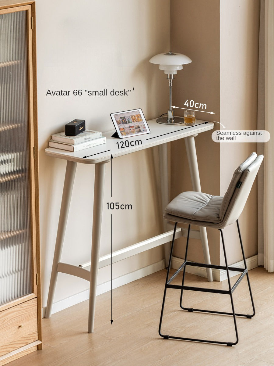 Poplar Solid Wood Bar Table, Light Luxury Rock Plate High Foot Table"