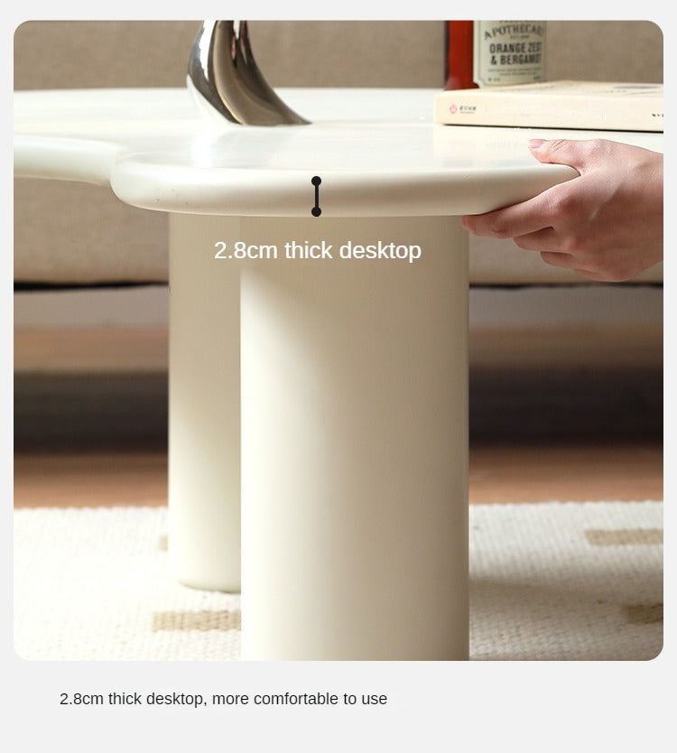 Rubber Solid Wood Creamy Cloud Coffee Table