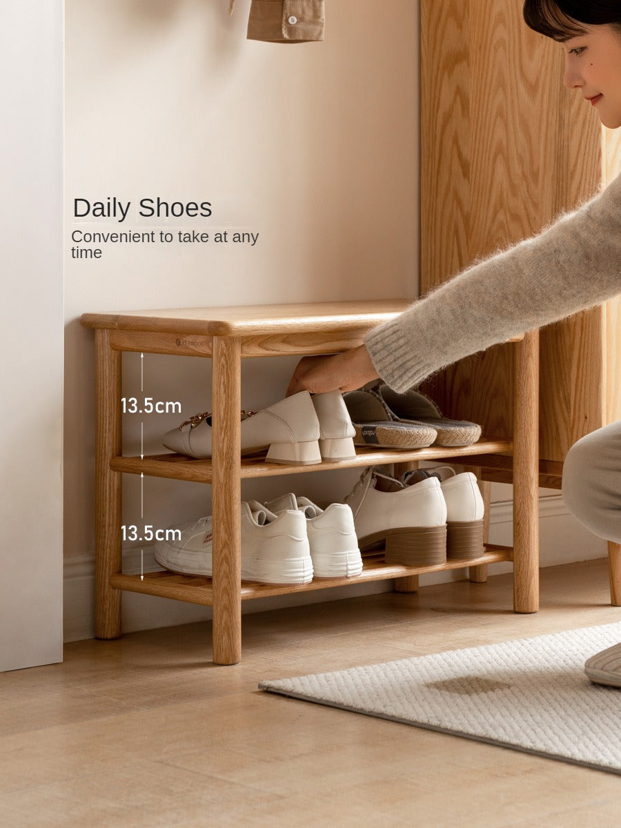 Oak Solid Wood Shoe Wearing Stool