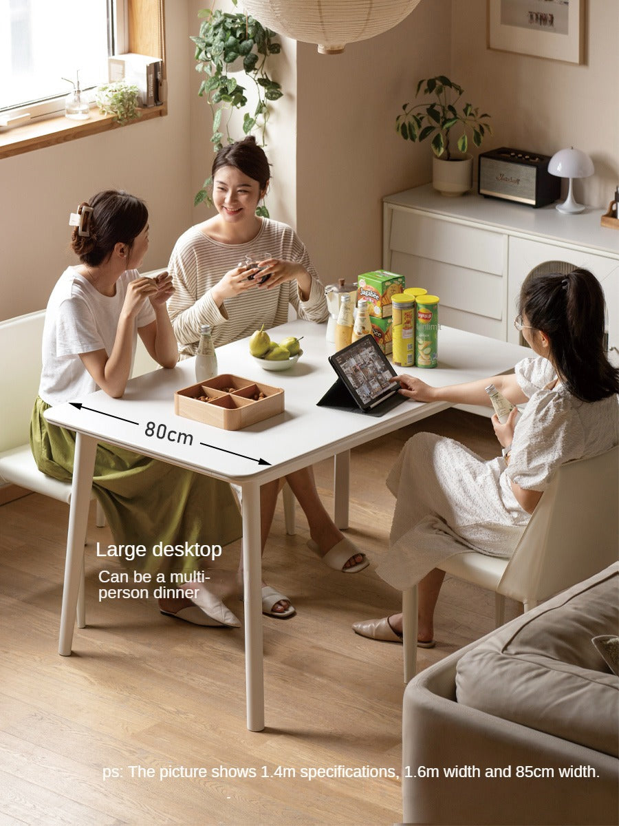 Solid Rubberwood Ectangular Rock Plate Dining Table