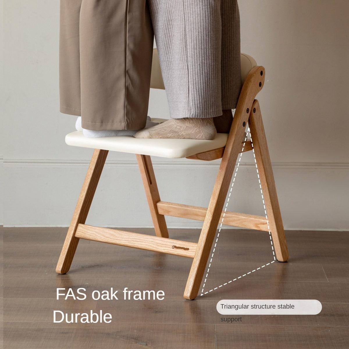 Solid Rubberwood, Oak Solid Wood Organic Leisure Folding Chair