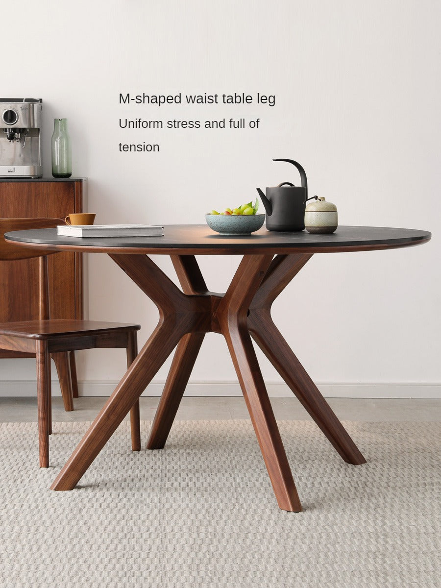 Black Walnut Solid Wood Round Dining Table