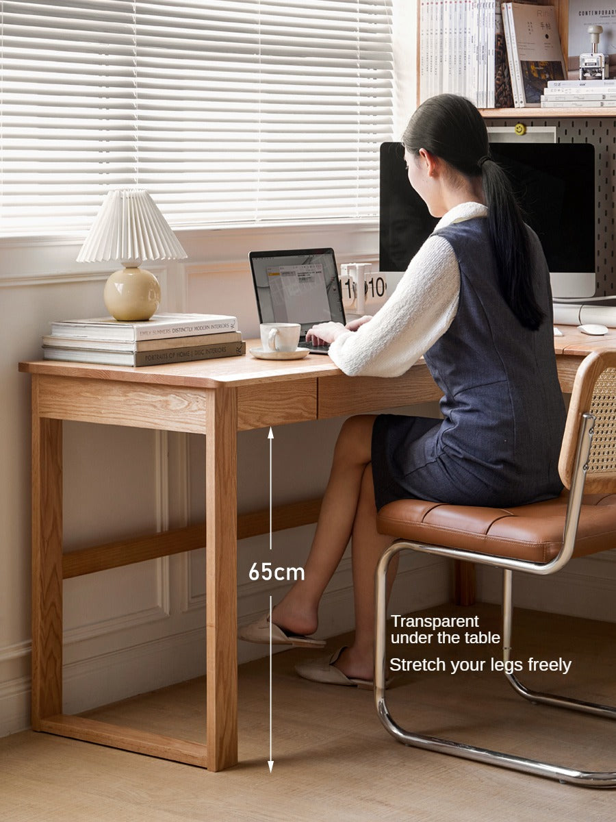 Oak Solid Wood L-shaped Corner Office Desk