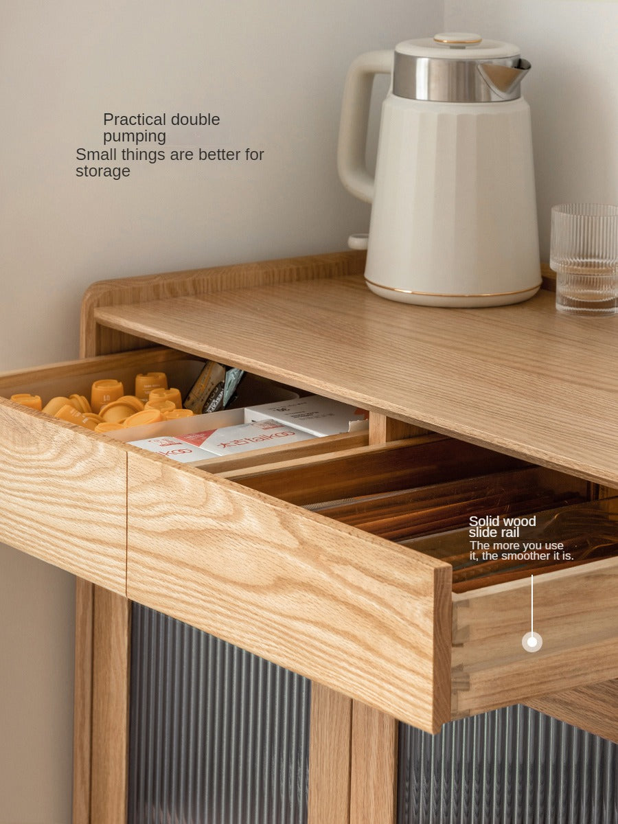 Oak Solid Wood, Solid RubberWood Nordic Modern Sideboard