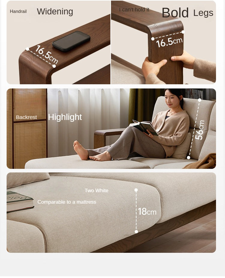 Oak Solid Wood High Back Fabric Corner Sofa Modern.
