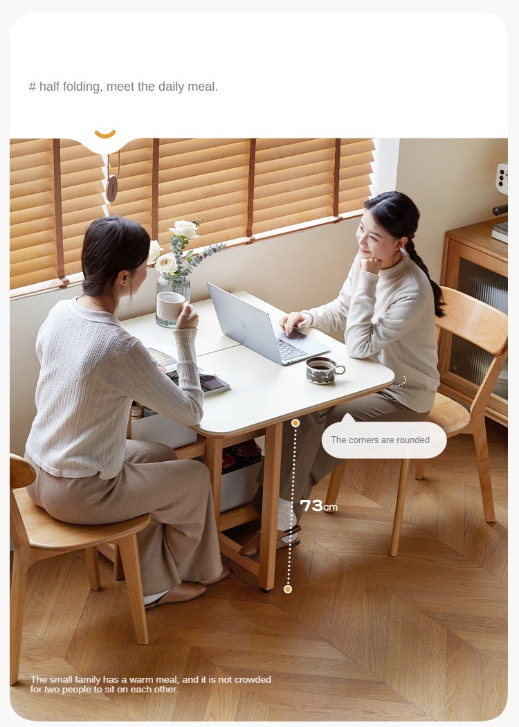 Beech Solid Wood Folding Movable Rock Plate Dining Table
