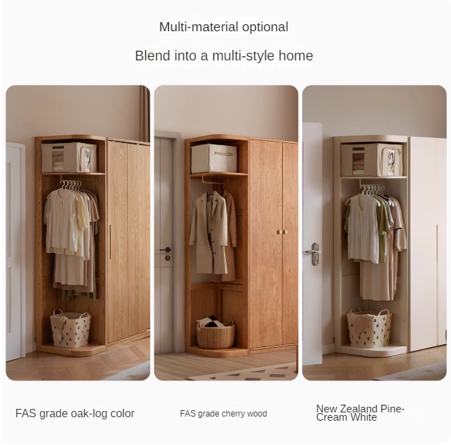 Black Walnut Solid Wood Storage Rack Floor Corner Hanger.