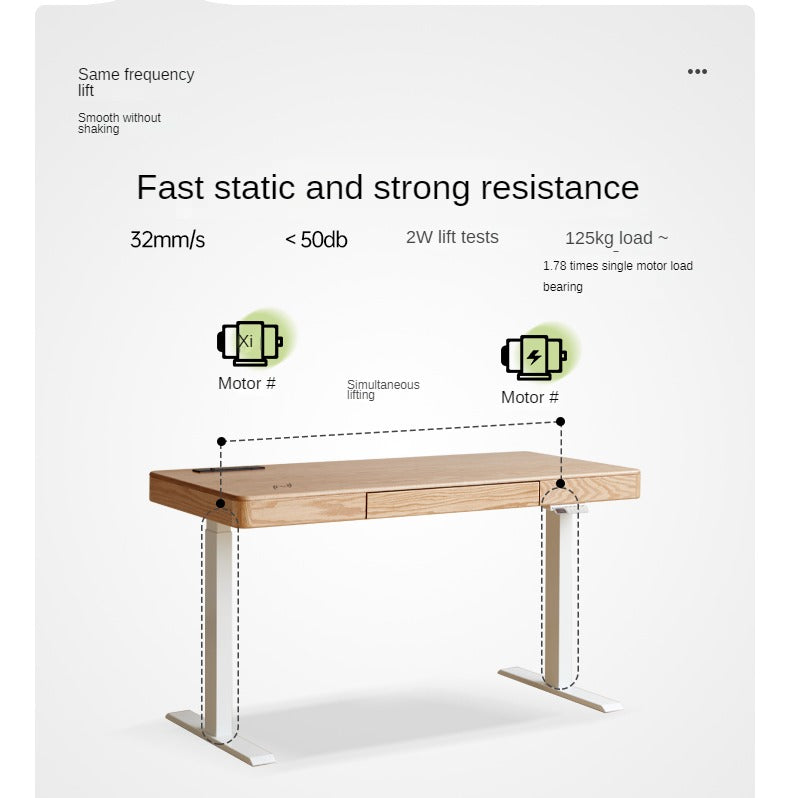 Oak Solid Wood Elevating Electric Multifunctional Standing Desk