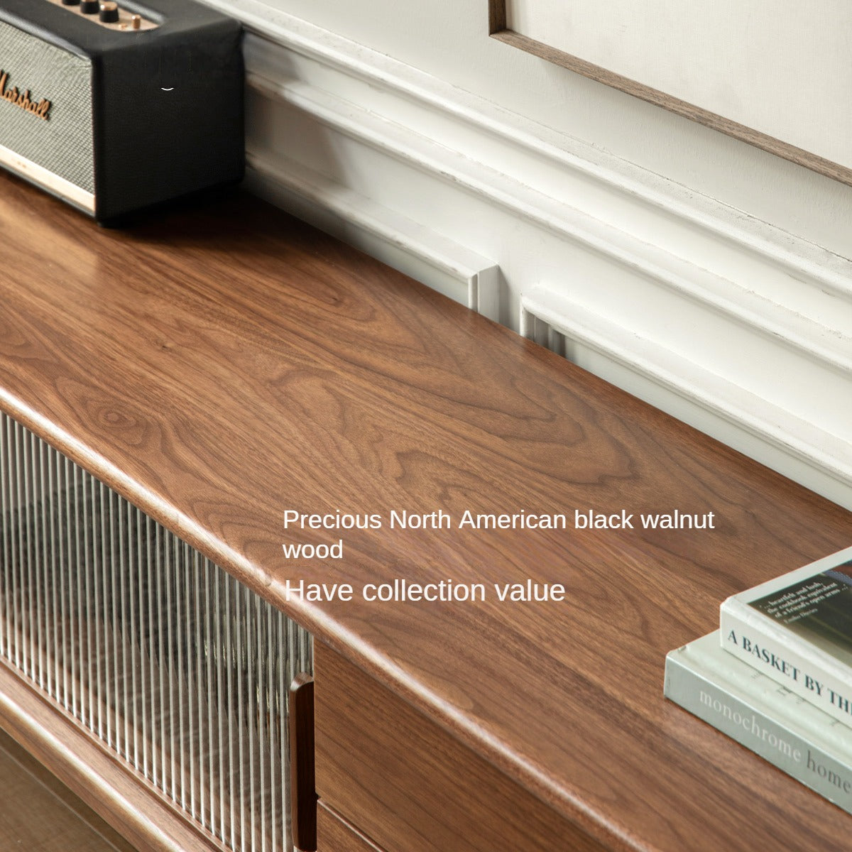 Black Walnut, Rubber, South American walnut Solid Wood Modern TV Cabinet.