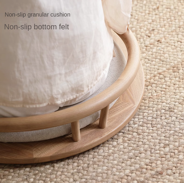 Ash Solid Wood Backrest Legless Low Tatami Chair