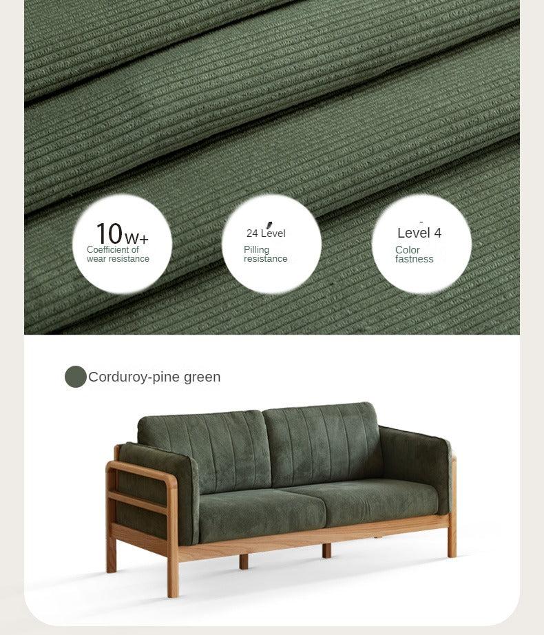 Oak, Beech Solid Wood Modern Simple Fabric Straight Sofa