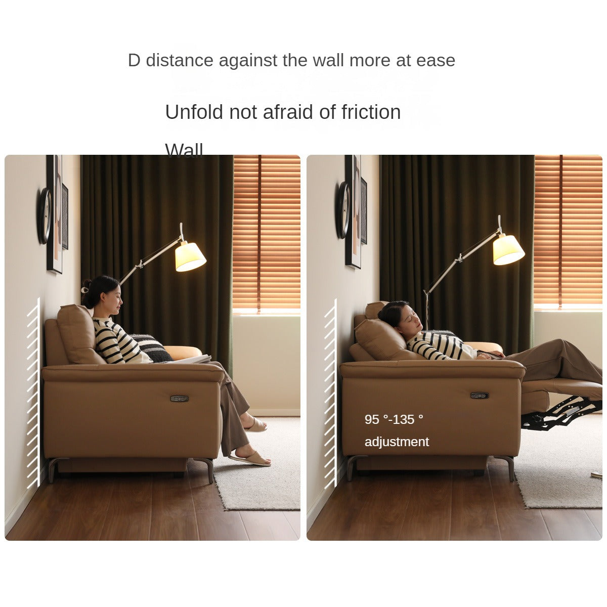 Leather Electric Head Layer Leather Adjustable Function Sofa.