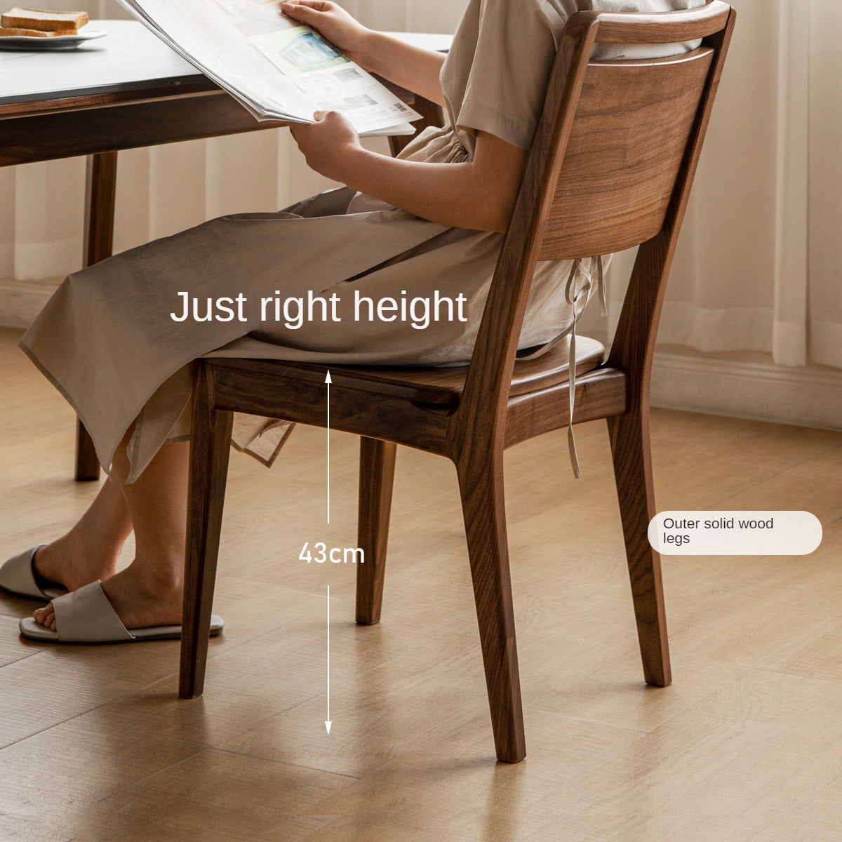 Set 4 pcs Black Walnut, White Ash, Ash, Oak, Sandalwood Solid Wood Dining Chair High Back