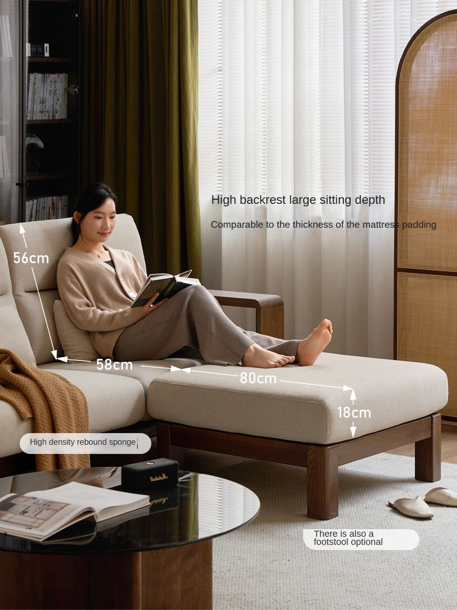 Oak Solid Wood High Back Fabric Corner Sofa Modern.