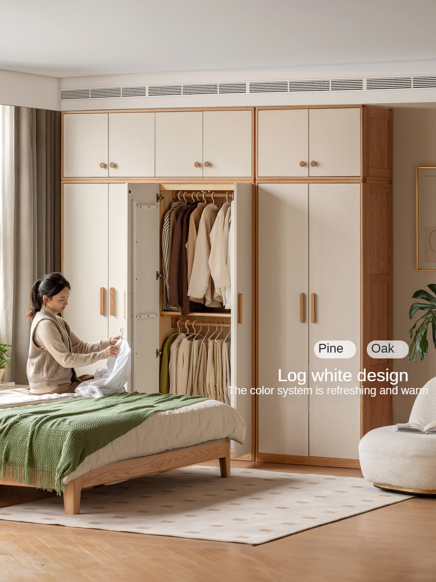 Oak Solid Wood Locker Modern Wardrobe.