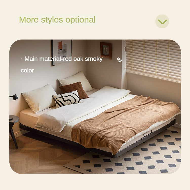 Poplar solid wood platform bed, headboard-free bed
