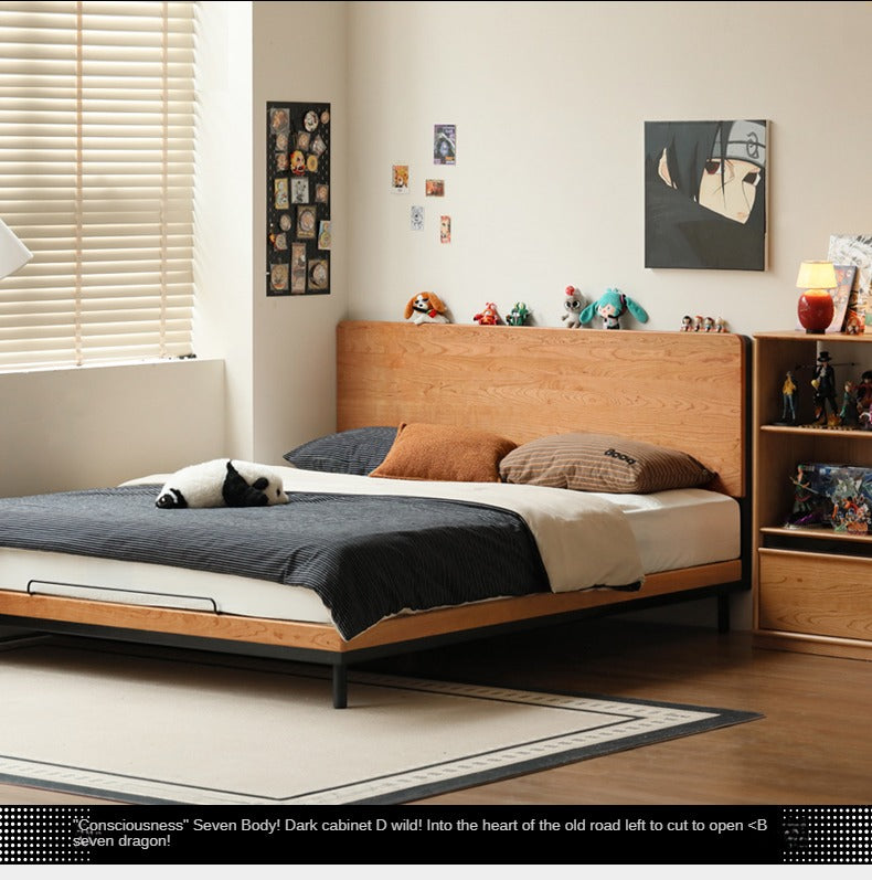 Cherry Solid Wood Bed Medieval Style.