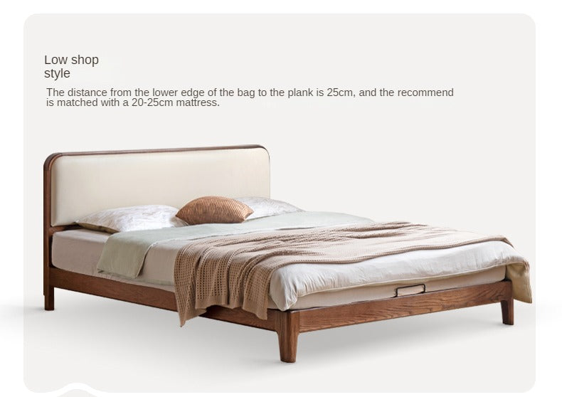 Rubber wood, Oak Solid Wood Bed Technology Fabric