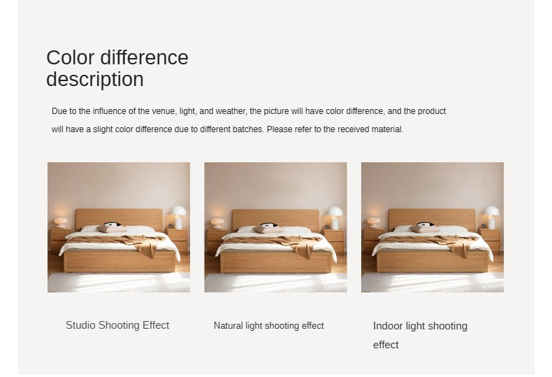 Oak,Rubberwood Solid Wood Box Simple Bed Log Style