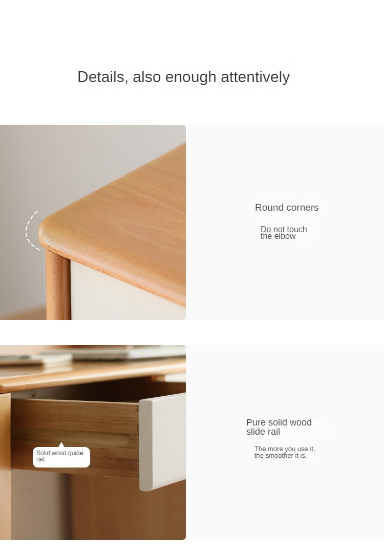 Beech Solid Wood Desk Bookshelf Combination
