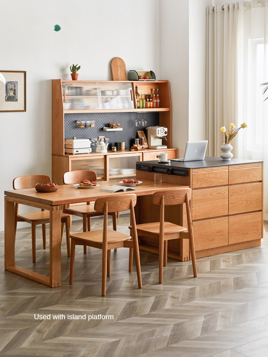 Cherry Wood Dining Table Island Table Integrated Large Board