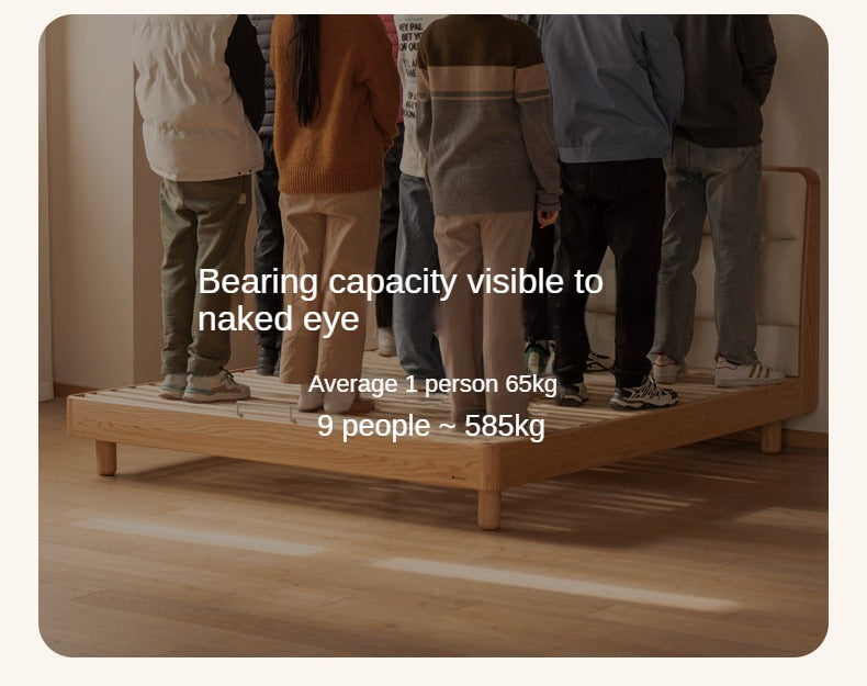 Oak, Ash Solid Wood Genuine Leather Soft Bed