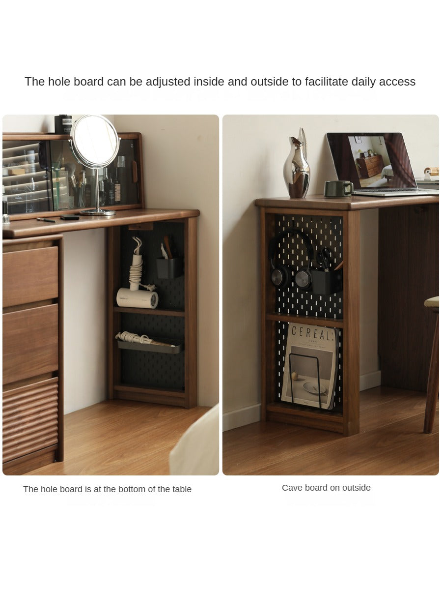 Black Walnut, Sandawood Light Luxury Retractable Dressing Table.