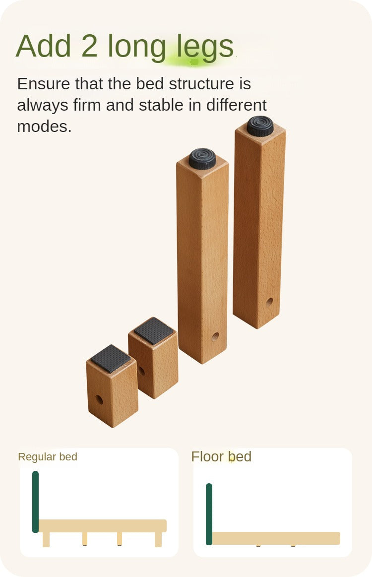 Beech Solid Wood Children's Rainbow Montessori Platform Bed.