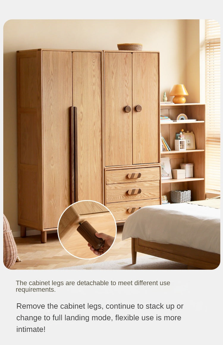 Oak Solid Wood Wardrobe Bookcase Free Combination