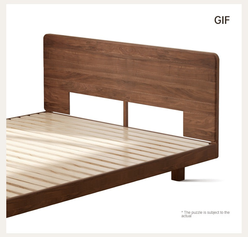 Black Walnut, Oak Solid Wood Floating Bed