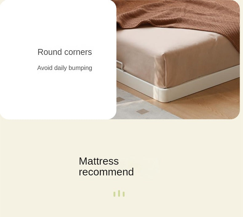 Birch solid wood platform bed, headboard-free bed floor bed cream style