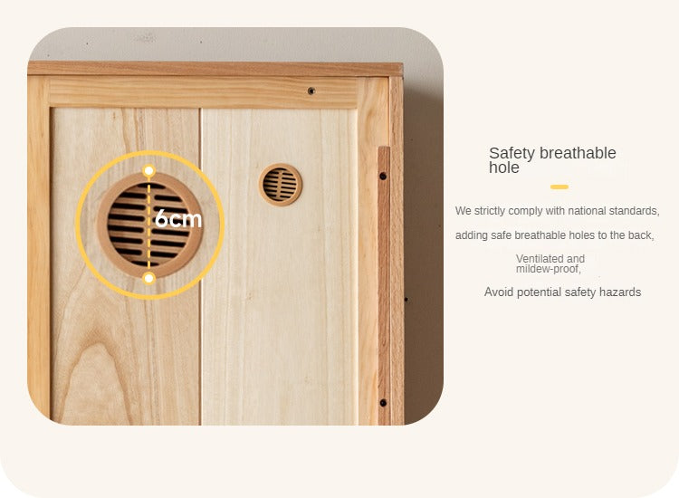 Oak Solid Wood Children's Sliding Door Wardrobe