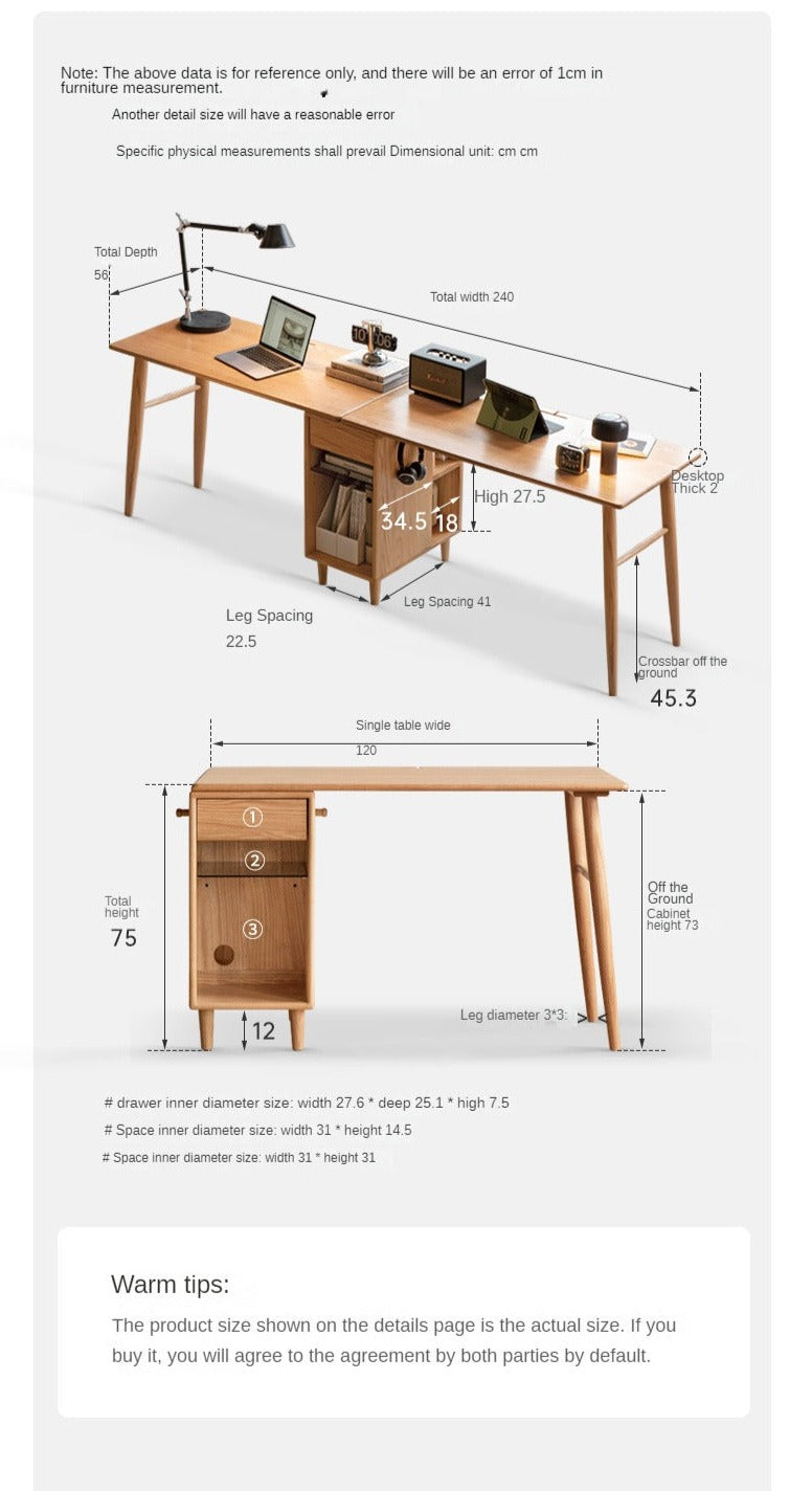 Oak, Solid Rubberwood Double Office Desk