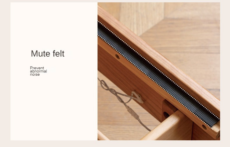 Cherry Solid Wood Box Bed Top Genuine Leather, Corduroy Suspended Bed