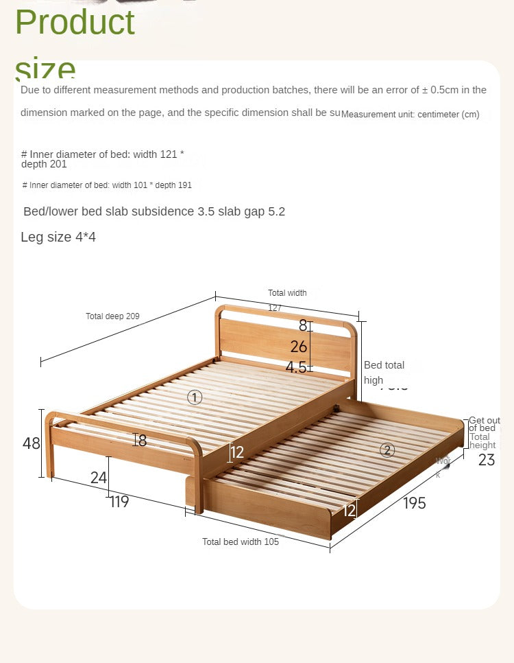 Beech Solid wood Space-saving bunk bed , mother's helper bed<