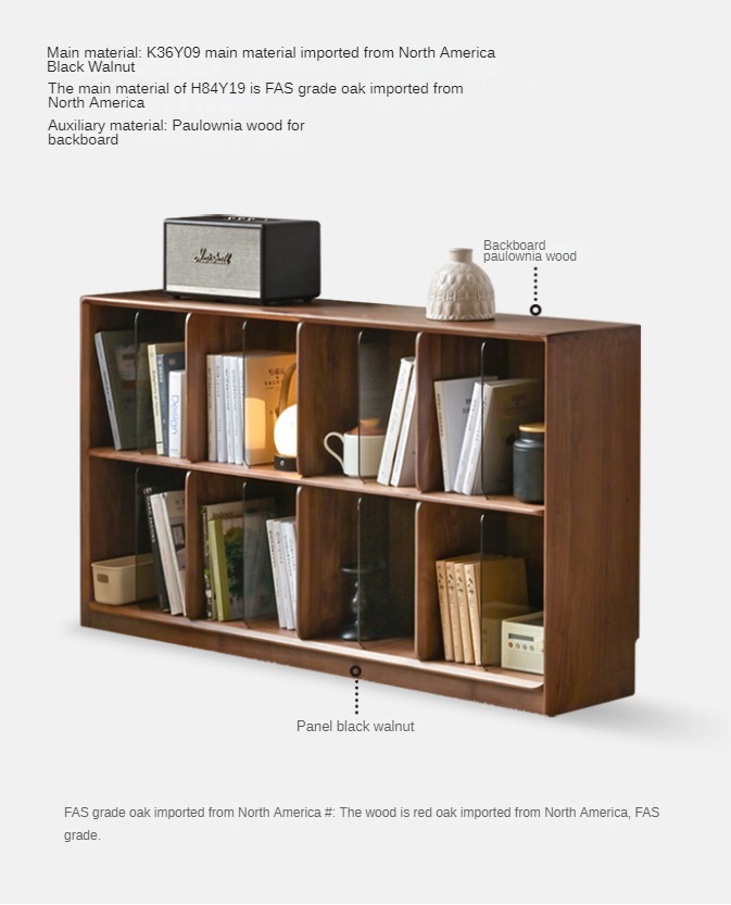 Oak Solid Wood Bookcase Modern Storage Cabinet.