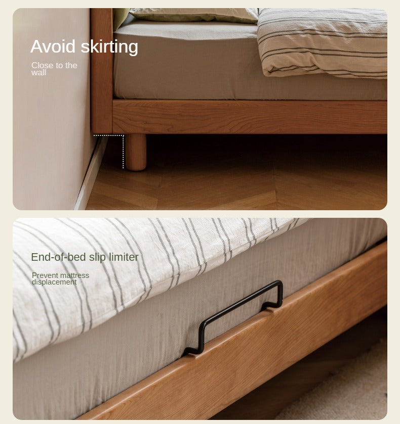 Cherry Solid Wood fabric Soft Bed