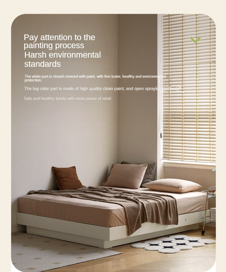 Rubber Solid Wood Suspended Box Platform Bed, Headboard-Free Bed.