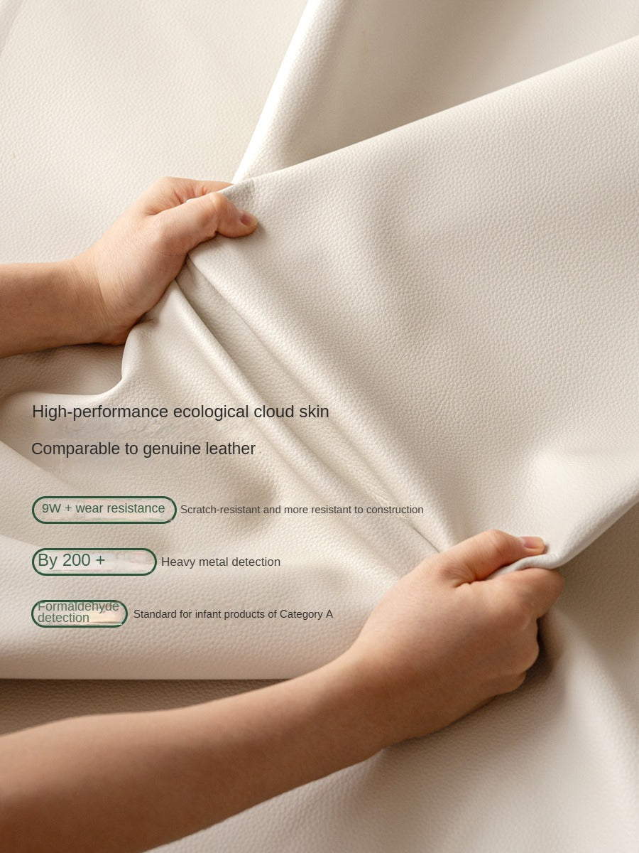 Fabric Straight Italian Down Sofa Cream Style.