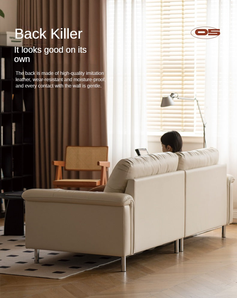 Leather Straight Italian Style Light Luxury Sofa,