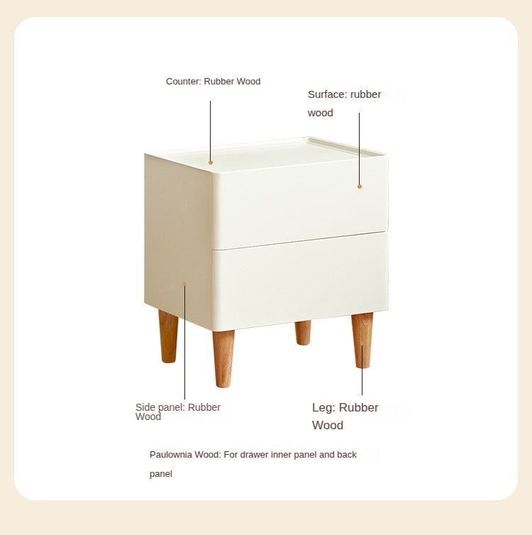 Rubber Solid Wood Cream Style Nightstand