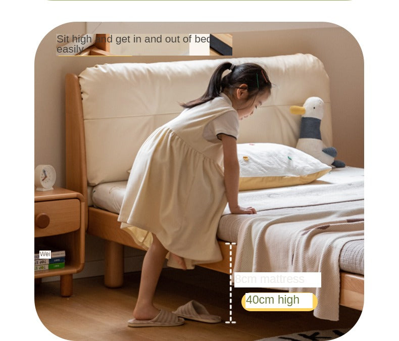 Cream style Organic Leather kid's Bed<