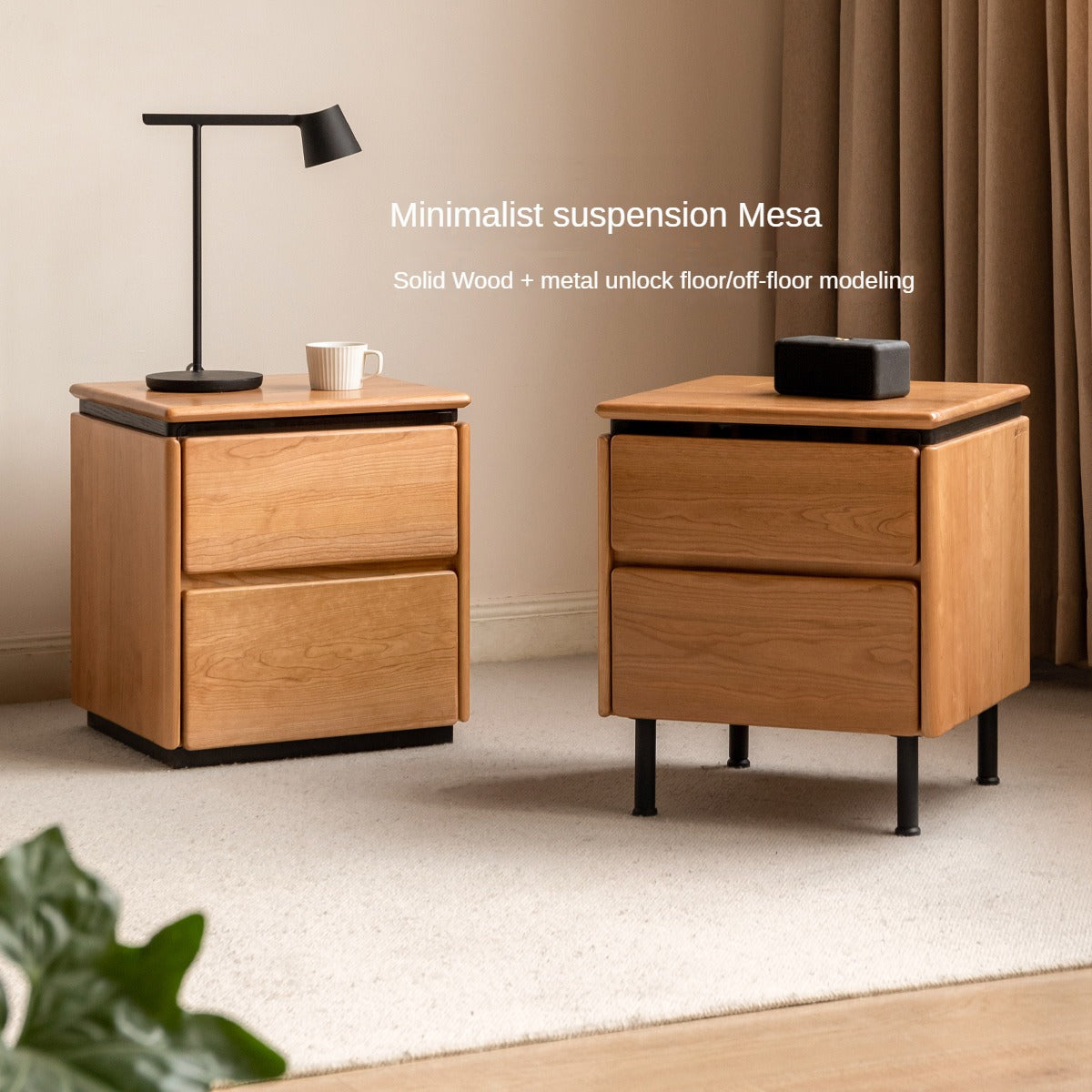 Cherry Solid Wood Nightstands bedside tables