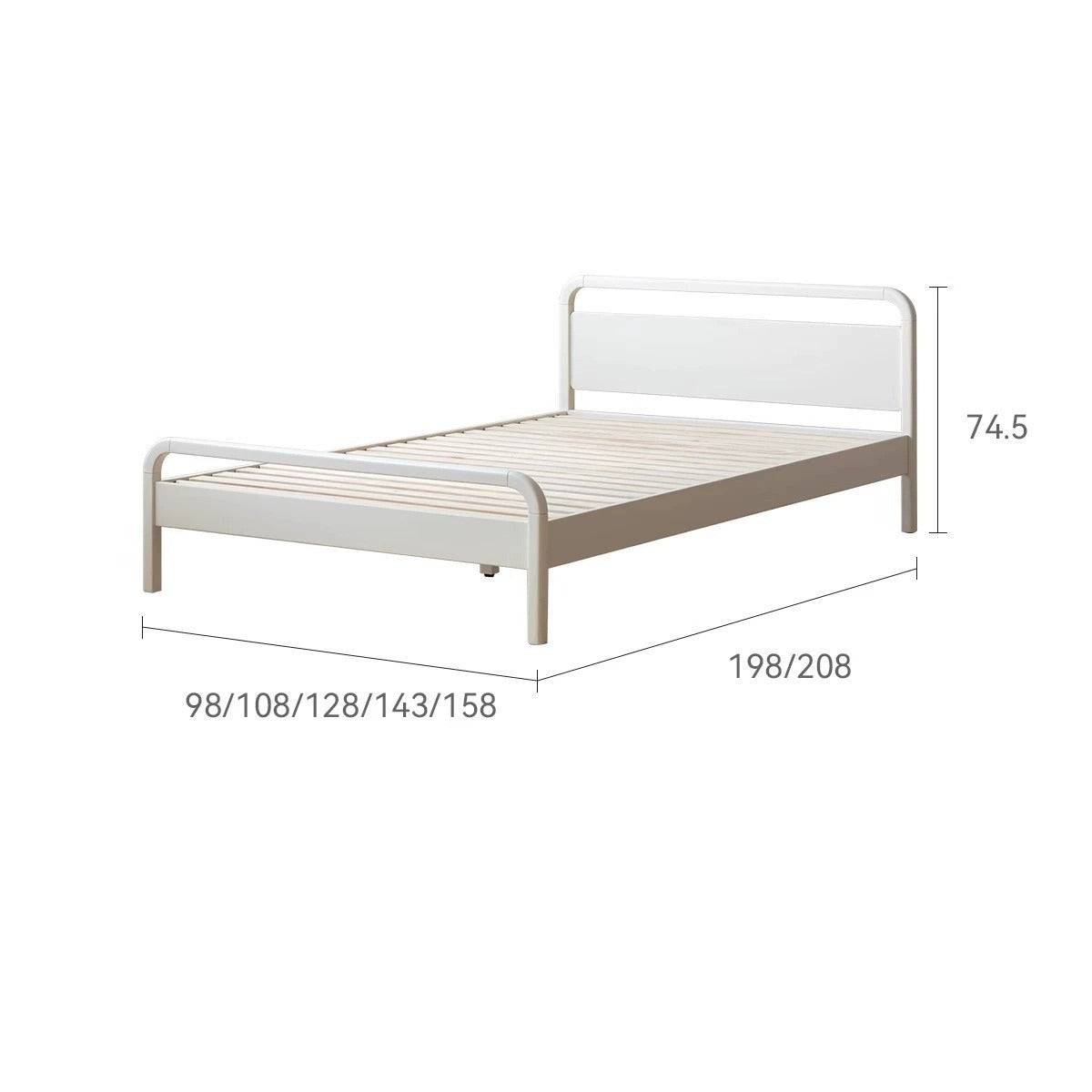 Rubber wood, Poplar Solid Wood Children's Bed Cream Soft Bag Headboard<