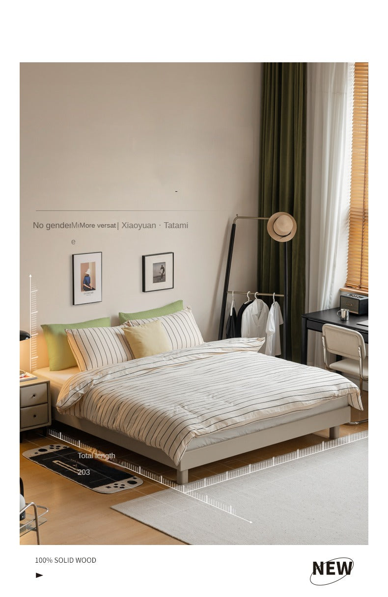 Poplar solid wood Platform Bed, Headboard-Free Bed,