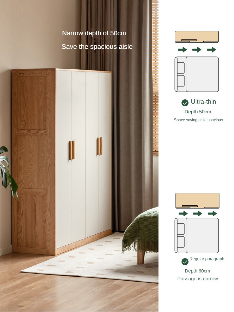 Oak Solid Wood Locker Modern Wardrobe.